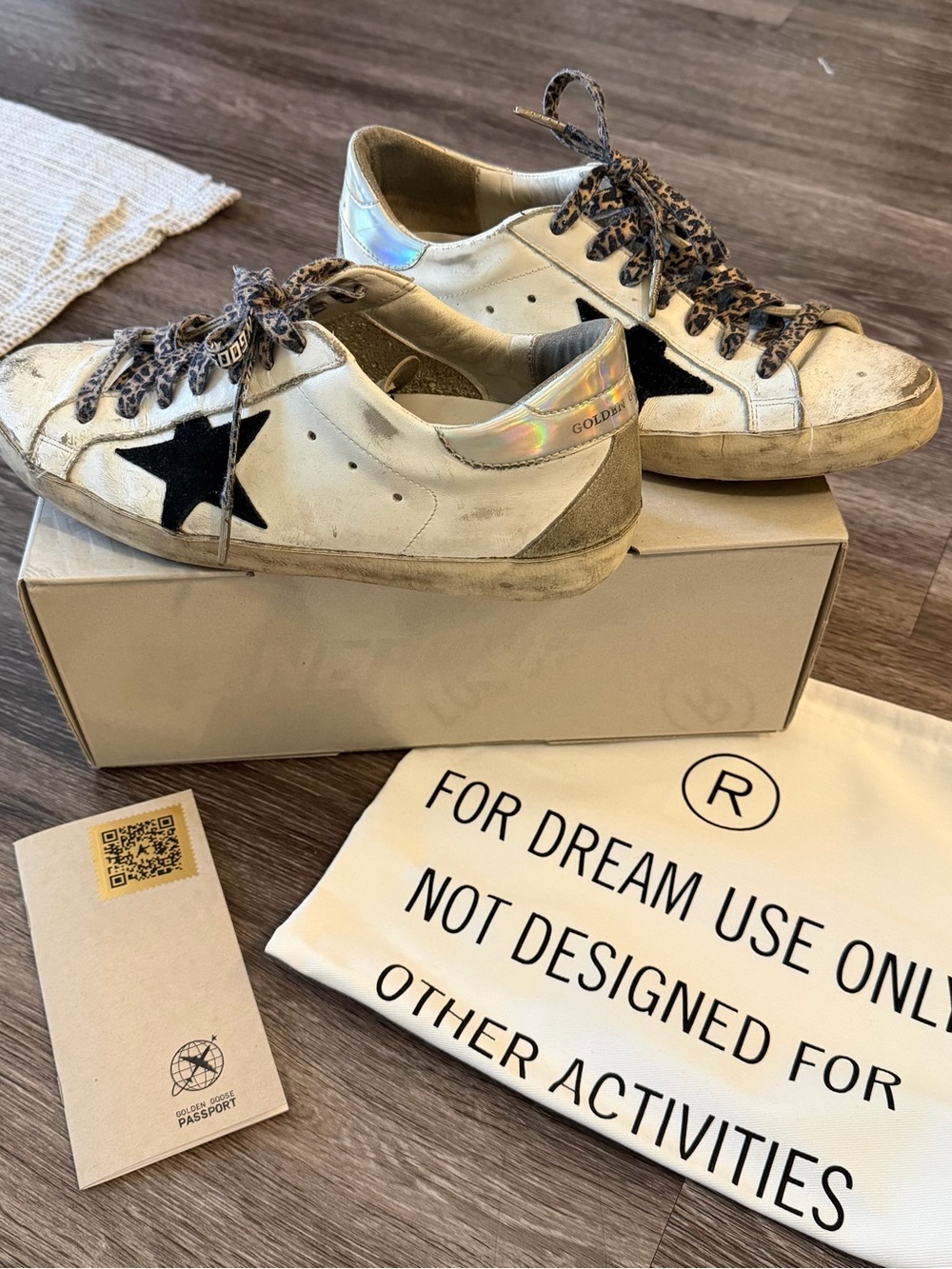 Golden Goose Superstar Mirror Heel with Black Star and Cheetah Laces